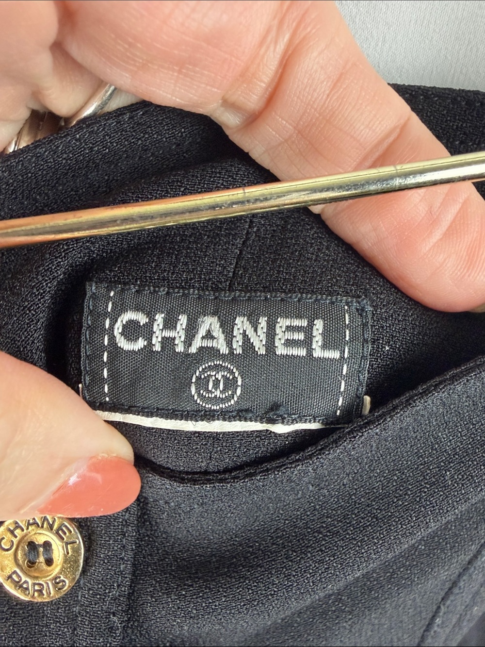CHANEL Black Pleated Midi Skirt with Gold Buttons - Picture 2 of 6